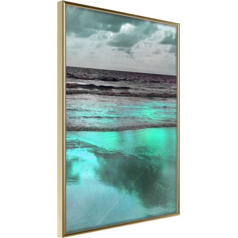 Affiche Murale Encadrée "Iridescent Sea" 30 x 42 cm Or