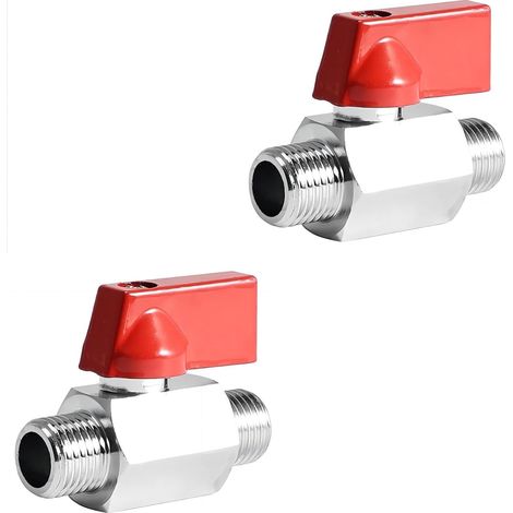 Mini valvola a sfera da 1/2 pollice, 2 pezzi valvola a sfera maschio da 1/2", valvola a sfera in acciaio inossidabile, mini valvole di intercettazione, per acqua, olio, gas, raccordi idraulici (1/5)