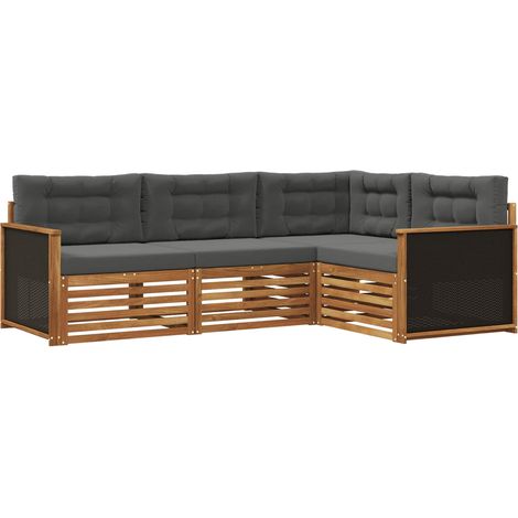 vidaXL Outdoor Sofa Set 4 pcs Natural and Anthracite Polyester (1/5)