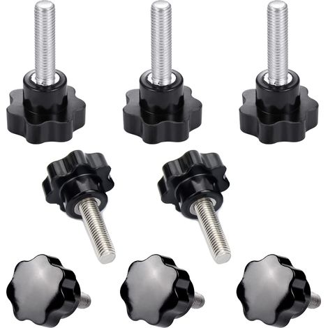 APEX Lot de 8 vis de serrage manuel en forme d'étoile (boulons M8 x 40 mm à tête moletée) pour machines et équipements (1/5)