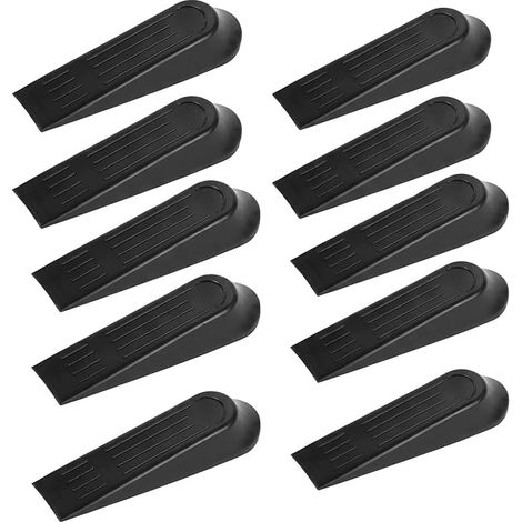 10 Pcs Cale de Porte Sol, Arrêts de Portes Sol Antidérapante Bloque Porte Sol Plastique (Noir)-Dimensions  12x3.6cm (1/5)