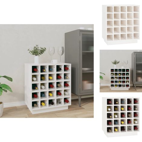 Barschränke & Hausbars - Living Weinregal Weiß 55,5x34x61 cm Massivholz Kiefer