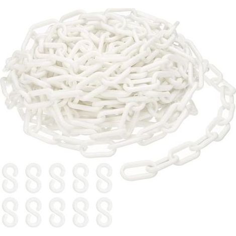 Maillons de chaîne en plastique blanc, 10M,6 mm, pour barrières, parkings, clôtures, portails et décoration (1/5)