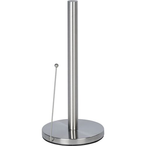 Porte essuie-tout vertical en acier inox – Barre de maintien – Dimensions Ø 15 cm x H 33 cm – Argent mat pour rouleaux standard