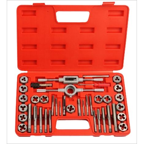 Coffret tarauds filières métrique M3-M12 acier - 40 pièces - Extracteurs vis (1/5)