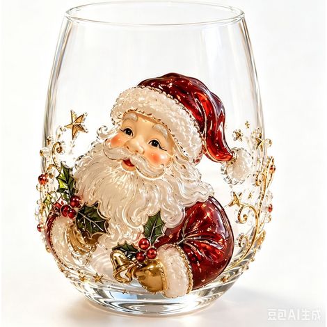 Nouvelle tasse de Noël créative en verre 3D, tasse à whisky, tasse à boisson -- A -- 2D