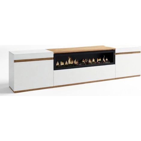 Mueble TV Kavos Chimenea Blanco - Roble Arena (ancho) x 45cm (alto)