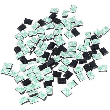 100 clips adhésifs pour câbles, attaches pour fils, serre-câbles, supports de câbles, organisateurs de câbles (noir)-100 Pcs-Black (1/4)