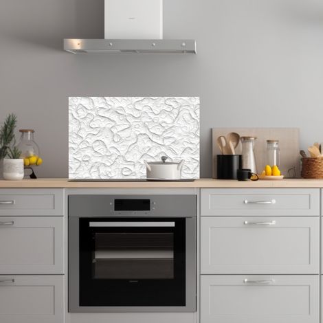 Lupia Pannello Paraschizzi Schienale Cucina con decorazione stampata, TEXTURE WHITE, in Alluminio composito, Facile da applicare, Lavabile Ignifugo Resistente all'Acqua 90xH62,5 cm (1/4)