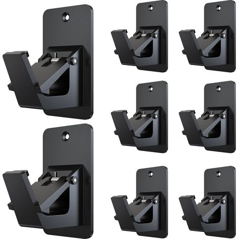 Paquete de 8 soportes para barras de cortina, resistentes, con capacidad de carga de 13,6 kg (30 lb), ganchos universales que no dañan la superficie - color negro. (1/5)