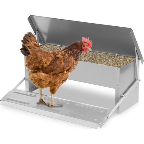 SWANEW Mangiatoia automatica per polli 5kg, Acciaio Zincato con pedale, Antispreco (1/5)