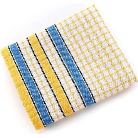 Torchon de cuisine, éponge en coton ultra-doux et absorbant, couleur jaune clair, idéal pour laver et sécher la vaisselle. (1/5)