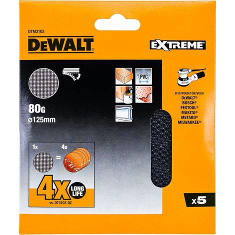 DTM3103 Mesh Sanding Discs 125mm 80G (Pack 5) DEWDTM3103QZ