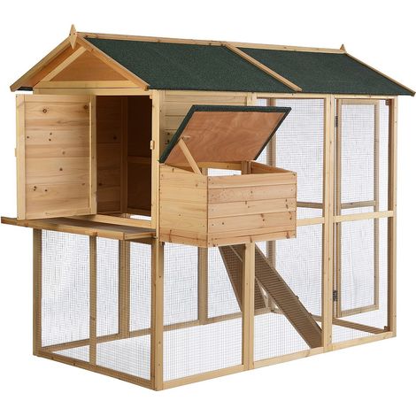 Pollaio con recinto 8 galline L. 201 x P.142 x H. 171 cm in Legno Naturale - GALLUS (1/4)