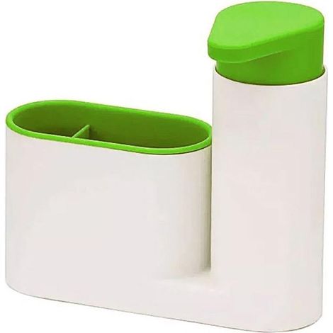Distributeur de savon 2/3 en 1, organisateur, porte-détergent pour gel hydroalcoolique, étagère de salle de bain, vert 2 pièces (1/5)