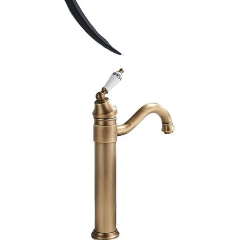 Grifo de lavabo, de encimera, mezclador de agua fría y caliente, cromado. (1/5)