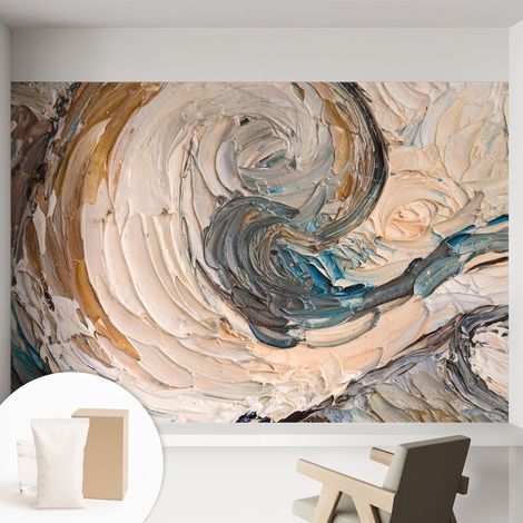 Carta Da Parati - Murale Alla Moda Decorazione - Camera Da Letto - Con Colla Gratuita Vortici colorati 152x104 cm (1/5)