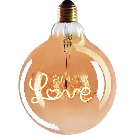 E27 Edison Tube LOVE LED bulb - E27 socket - dimmable LED bulb - 4 W, warm white, 230 V, EL27 - E27 vintage bulb / retro filament bulb (1/5)
