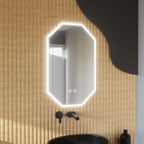 Miroir LED Polygone 50X80 Lumiere et Systeme Desembuage (1/5)
