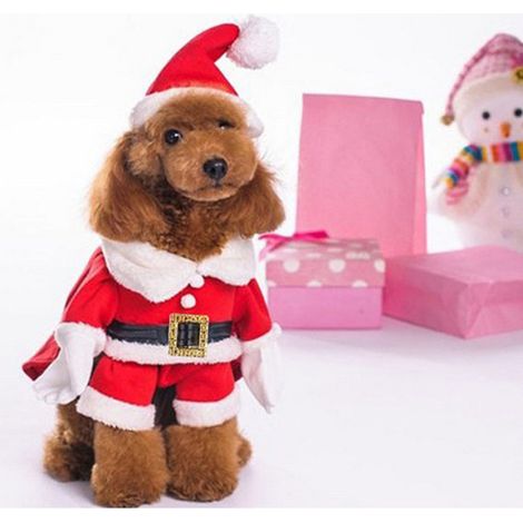 1-teiliges warmes Weihnachtskostüm für Haustiere, Haustier-Cosplay-Outfit, Weihnachtshundemütze, Weihnachtsumhang für Haustiere, Verkleidungsoutfit (1/3)