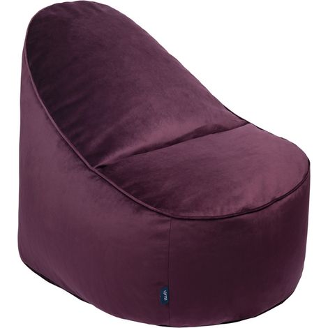 Loft 25 - Fauteuil poire relaxant pour adulte pour salon, fauteuil poire en velours au design ergonomique, 90x100x70 cm chaise longue d'intérieur légère - Aubergine (1/5)