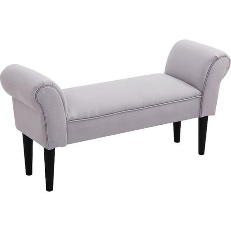 Panca imbottita grigia 102 x 36 x 51 cm con gambe in legno e struttura MDF (1/5)