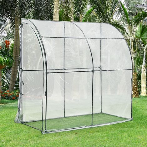Wand-Gewächshaus Juta 100x200x215cm PVC Folie Transparent [en.casa] (1/5)