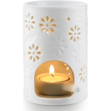 Brûleurs Huile Essentielle en Céramique, Lampe à Parfum en Céramique, Veilleuse Chauffe-Parfum pour Les Cadeaux de décor de Yoga de Bureau à domic (1/5)