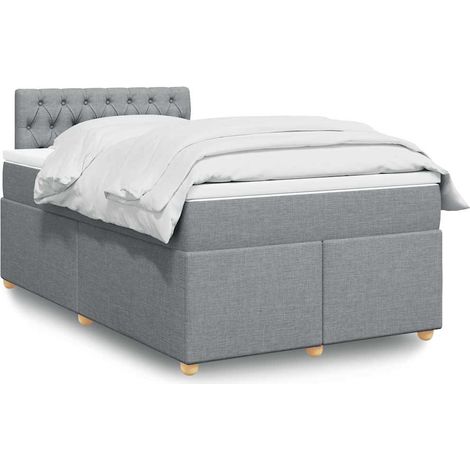 Boxspringbett mit Matratze Hellgrau 120x190 cm Stoff