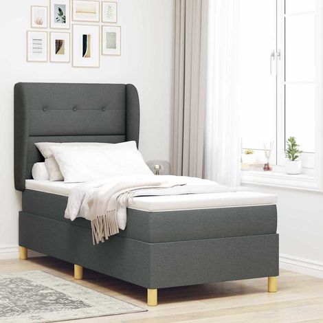 Boxspringbett mit Matratze Dunkelgrau 190 x 90 cm Stoff (1/5)