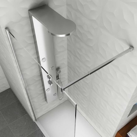 Colonne de douche hydromassante en acier inox 150x20 cm – Panneau 4 jets avec cascade – Finition anti-taches – Installation facile – Laneri (1/4)