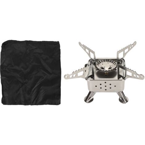 Mini réchaud de camping pliable, sûr et efficace, en acier inoxydable résistant à la chaleur, pour vos déplacements en extérieur. (1/5)