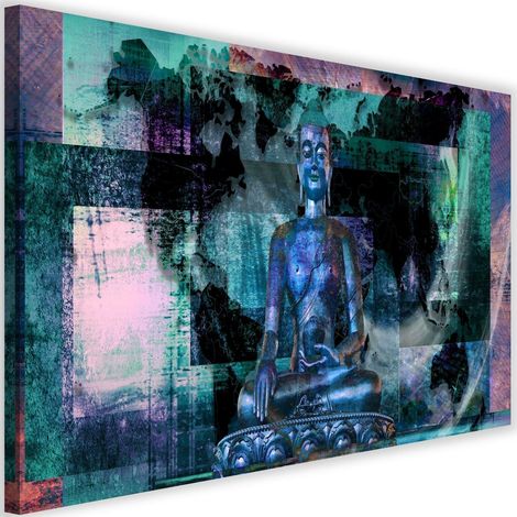 Tableau décoratif Bouddha abstrait turquoise 60x40 (1/5)