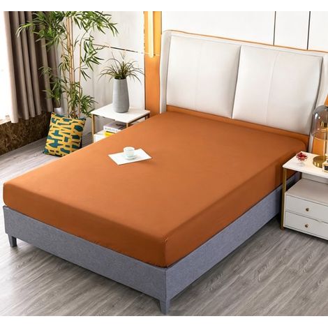 Drap-housse - 120200 cm - Drap plat - Jusqu'à 25 cm d'épaisseur de matelas - Protège-matelas - Super doux - Fibre de bambou - Convient pour matelas boxspring - Drap de dessous - Ajustement parfait - M (1/4)