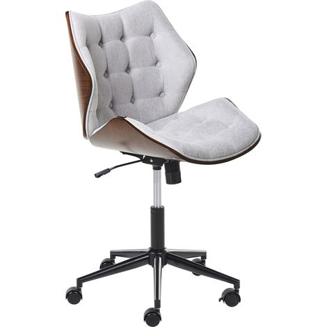 Silla de oficina elegante función giratoria ajustable asiento de tela de poliéster madera oscura y gris Lompoc (1/5)
