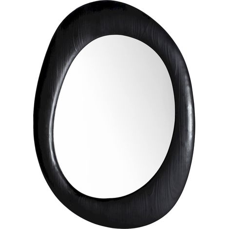 Miroir mural contemporain en bois de sapin noir et mdf élégant - Noir bois naturel (1/4)
