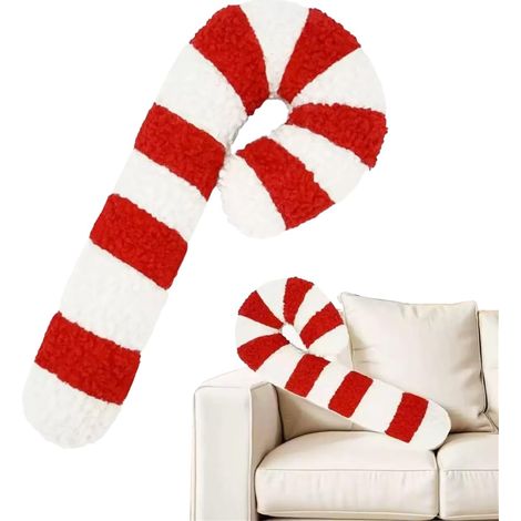 Coussin de Noël Forme De Canne De Noël Douce pour La Peau Oreiller en Sucre d'Orge pour Salon Chambre à Coucher Canapé Bureau Chambre d'Enfant Dortoir Appartement Yoga Vacances (1/5)