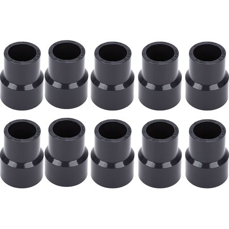 Lot de 10 raccords réducteurs 25 x 20 mm pour tuyaux PVC, adaptateurs droits pour systèmes de drainage, connecteurs noirs. (1/5)