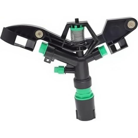 Tête d'arrosage rotative à 360 degrés, système d'irrigation de jardin à quatre buses pour une couverture uniforme sur les pelouses moyennes en plastique noir, 2,5 cm (1/5)