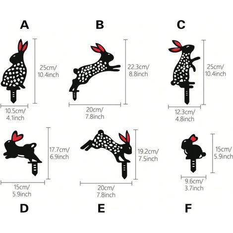 Decorazioni da giardino, statue di conigli da giardino, sculture decorative da giardino, ornamenti, conigli da cortile, silhouette di animali da giardino per cortile, decorazione per esterni, prato, 6 (1/4)