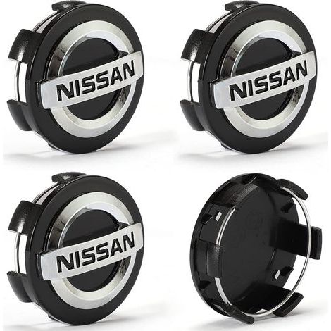 Quatre enjoliveurs de roue de 60 mm/2,36 pouces (60 mm noirs), pour Nissan. (1/4)