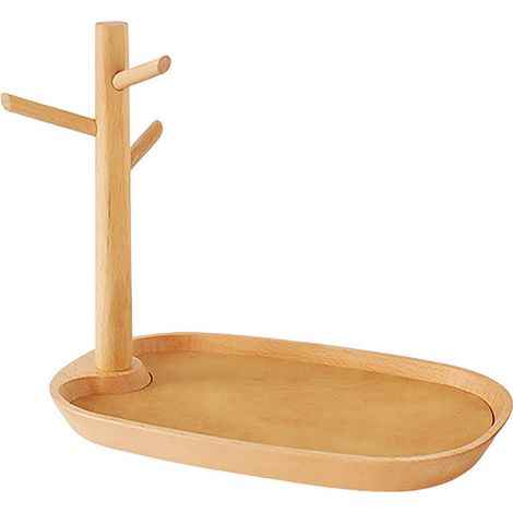 Holztablett mit Lederbezug für Schmuck, Uhren und Accessoires (1/5)