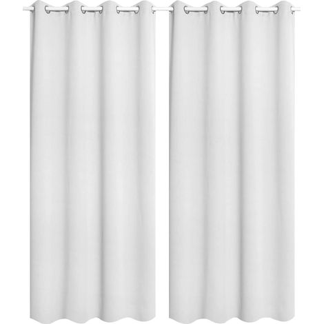 Woltu – Rideaux occultants 2 pièces 135x225cm en polyester – Isolant thermique – Opaque gris blanc – 8 œillets métalliques – VH5866WS2 (1/4)