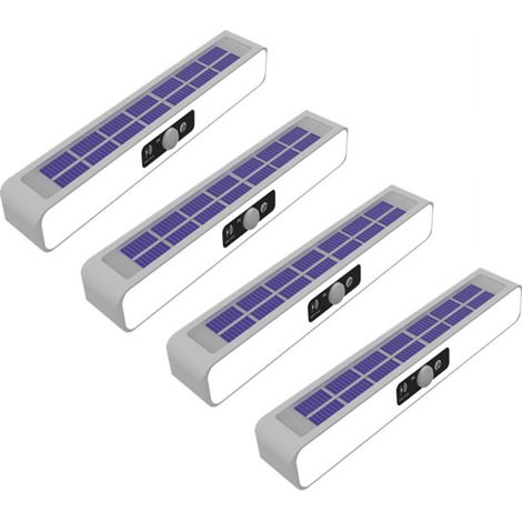 Lumières de clôture solaires pour la maison, appliques murales extérieures, lumière blanche à coque blanche, 4 pièces (1/5)