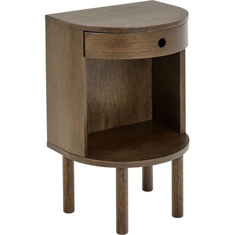 Mesilla de noche Norsica 987, Roble oscuro, Número de cajones: 0, Número de puertas: 0, 60x40x32cm, Chapa de madera natural