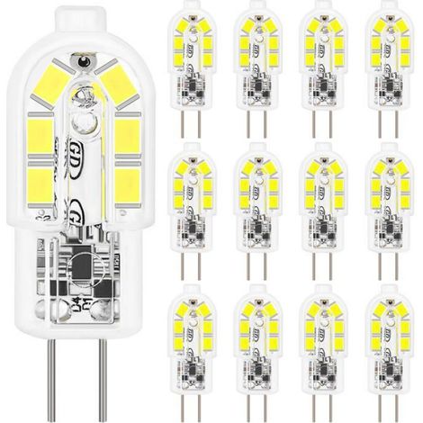 12PCS Ampoule LED G4, 2W Equivalent 20W Halogène, Blanc Froid 6000K, AC/DC 12V, Pour Lustre et Applique (1/5)
