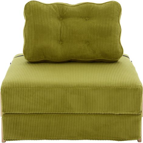 Klappbares Einzelsofa aus Cord mit Holzbeinen Olive Grün (1/5)