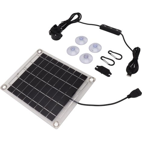 Kit pompa acqua solare da 20 W sommergibile per irrigazione di stagni con fontana con flussostato regolabile 800 l/h 5 M pannello monocristallino interfaccia USB (1/5)