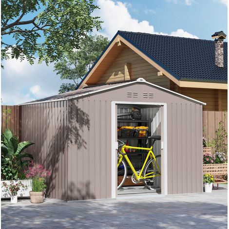 Abri de jardin en acier galvanisé 4,9 m² 277 x 195 x 192 cm, gris clair (1/5)