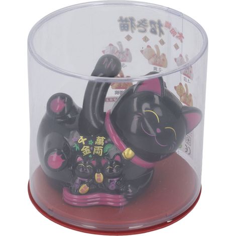 Chat Porte-Bonheur Solaire Toivize Automatique Noir ABS 10,5x9cm Oscillant pour Tableau de Bord Voiture ou Comptoir Déco (1/5)